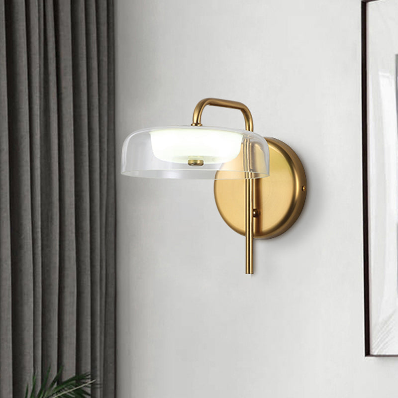 Rynx | LED Nightstand Wall Light Post-Modern Gold Wall Light with Bowl Clear Glass Shade