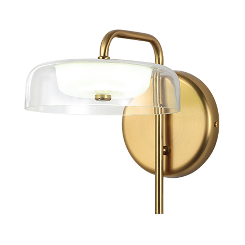 Rynx | LED Nightstand Wall Light Post-Modern Gold Wall Light with Bowl Clear Glass Shade