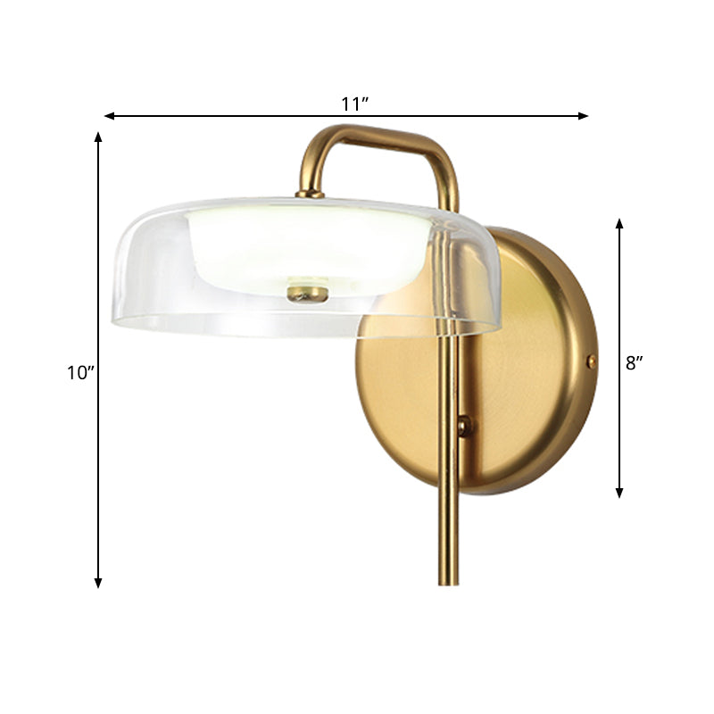 Rynx | LED Nightstand Wall Light Post-Modern Gold Wall Light with Bowl Clear Glass Shade