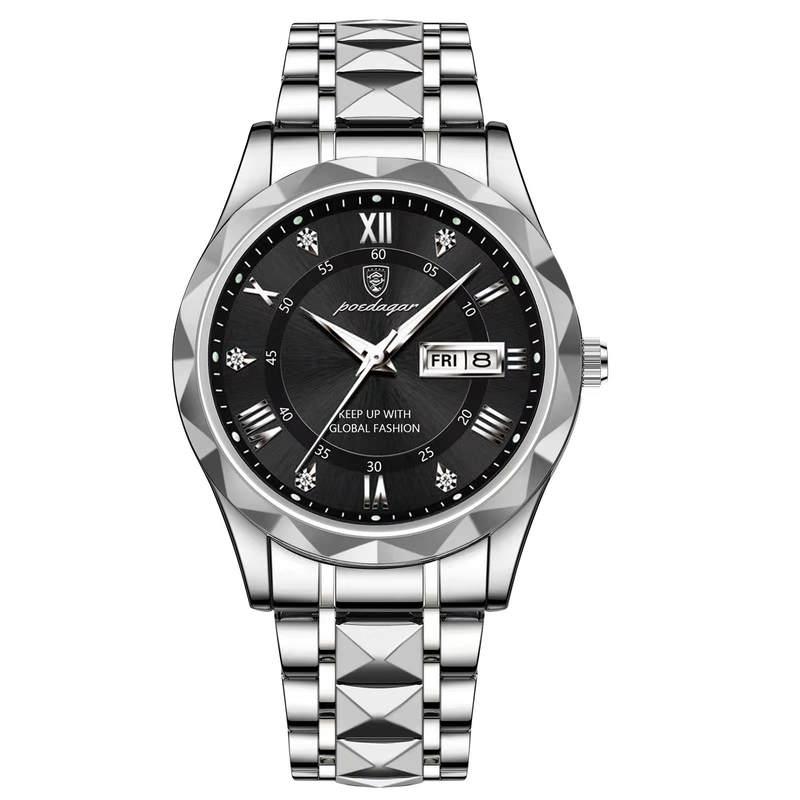 Rynx | Luxury Stainless Steel Quartz Men's Watch with Luminous Date Week Display