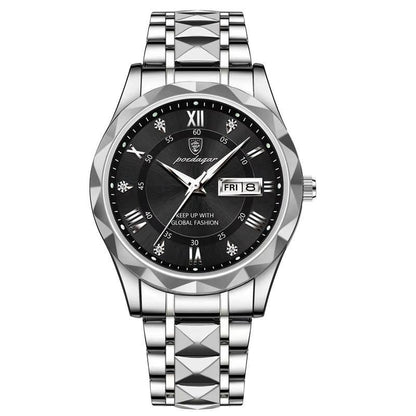 Rynx | Luxury Stainless Steel Quartz Men's Watch with Luminous Date Week Display