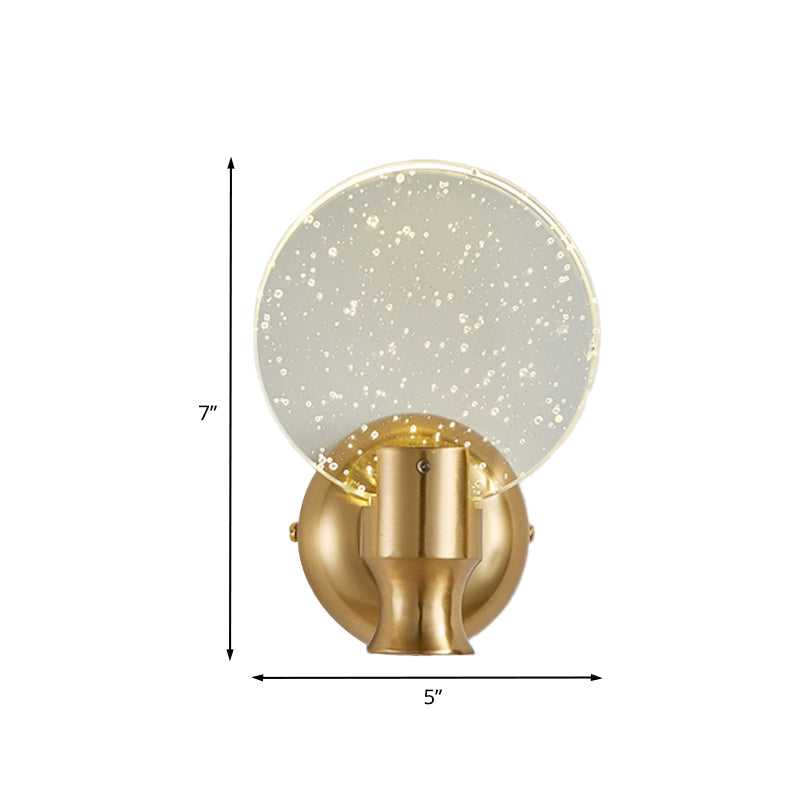 Rynx | Modern Circle Panel Wall Lamp Wall Light Bubble Crystal LED Bedroom Wall Mounted Lamp in Gold, 5"/6" Width