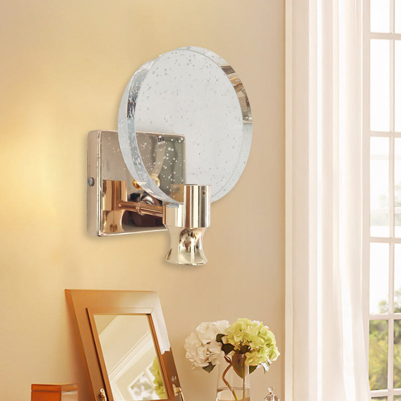 Rynx | Modern Circle Panel Wall Lamp Wall Light Bubble Crystal LED Bedroom Wall Mounted Lamp in Gold, 5"/6" Width