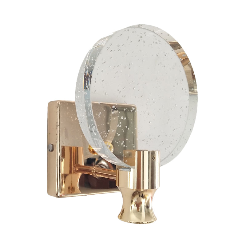 Rynx | Modern Circle Panel Wall Lamp Wall Light Bubble Crystal LED Bedroom Wall Mounted Lamp in Gold, 5"/6" Width