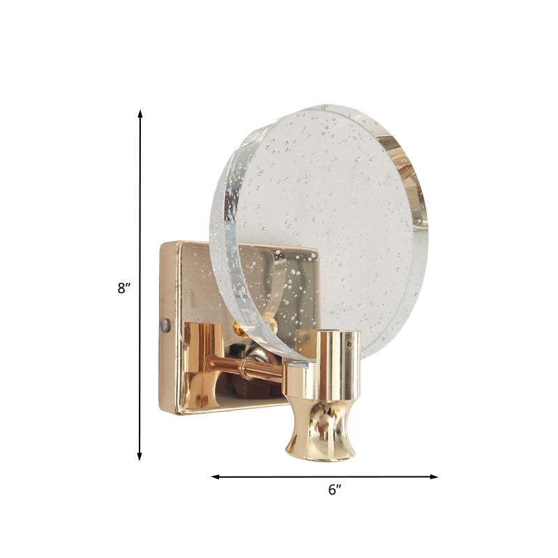 Rynx | Modern Circle Panel Wall Lamp Wall Light Bubble Crystal LED Bedroom Wall Mounted Lamp in Gold, 5"/6" Width