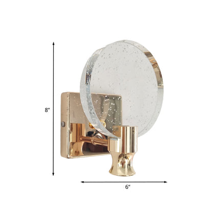 Rynx | Modern Circle Panel Wall Lamp Wall Light Bubble Crystal LED Bedroom Wall Mounted Lamp in Gold, 5"/6" Width