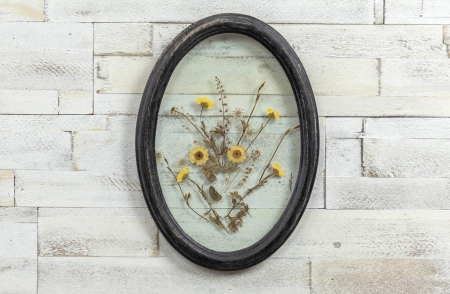 Rynx | Black oval framed pressed botanicals