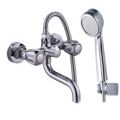 Rynx | Chrome Bathroom Faucet Trim Wall-mounted Swing Faucet with Hand Shower
