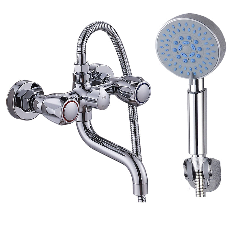 Rynx | Chrome Bathroom Faucet Trim Wall-mounted Swing Faucet with Hand Shower