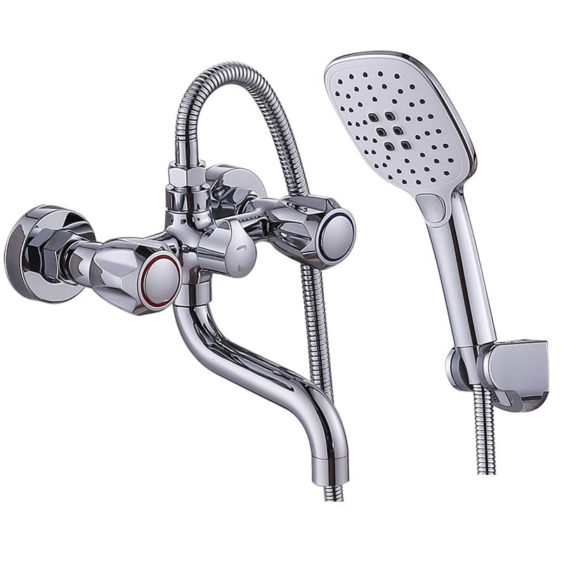 Rynx | Chrome Bathroom Faucet Trim Wall-mounted Swing Faucet with Hand Shower