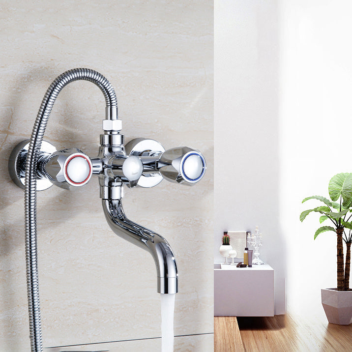 Rynx | Chrome Bathroom Faucet Trim Wall-mounted Swing Faucet with Hand Shower