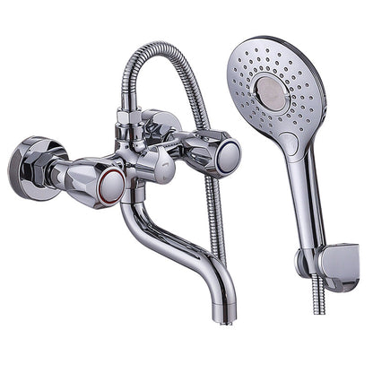 Rynx | Chrome Bathroom Faucet Trim Wall-mounted Swing Faucet with Hand Shower