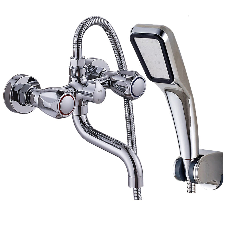 Rynx | Chrome Bathroom Faucet Trim Wall-mounted Swing Faucet with Hand Shower