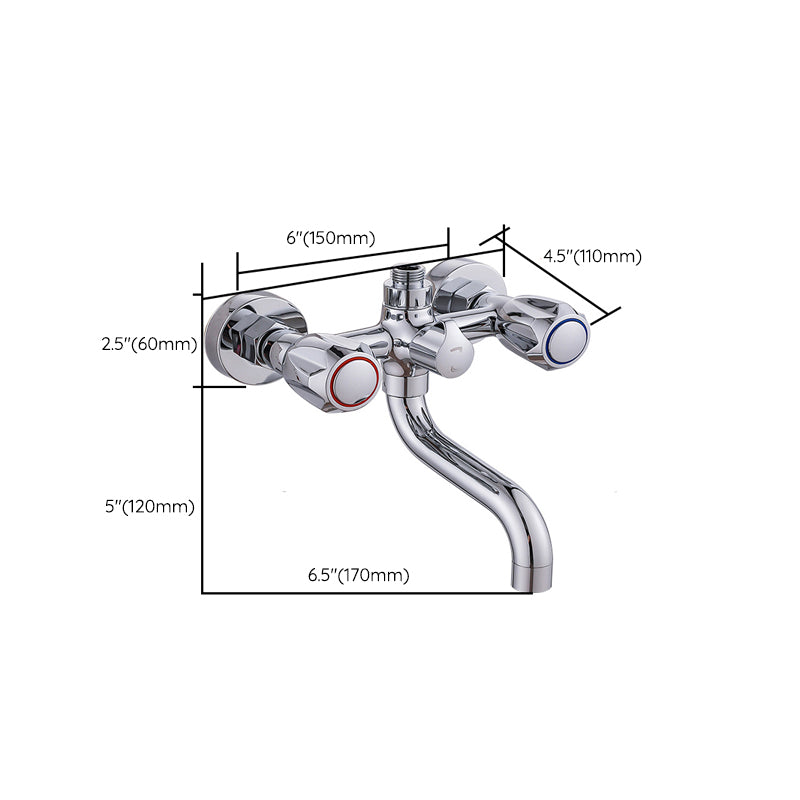 Rynx | Chrome Bathroom Faucet Trim Wall-mounted Swing Faucet with Hand Shower