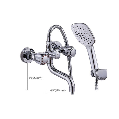 Rynx | Chrome Bathroom Faucet Trim Wall-mounted Swing Faucet with Hand Shower