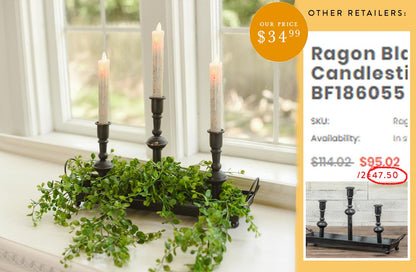 Rynx | Black taper candle holders with matching tray