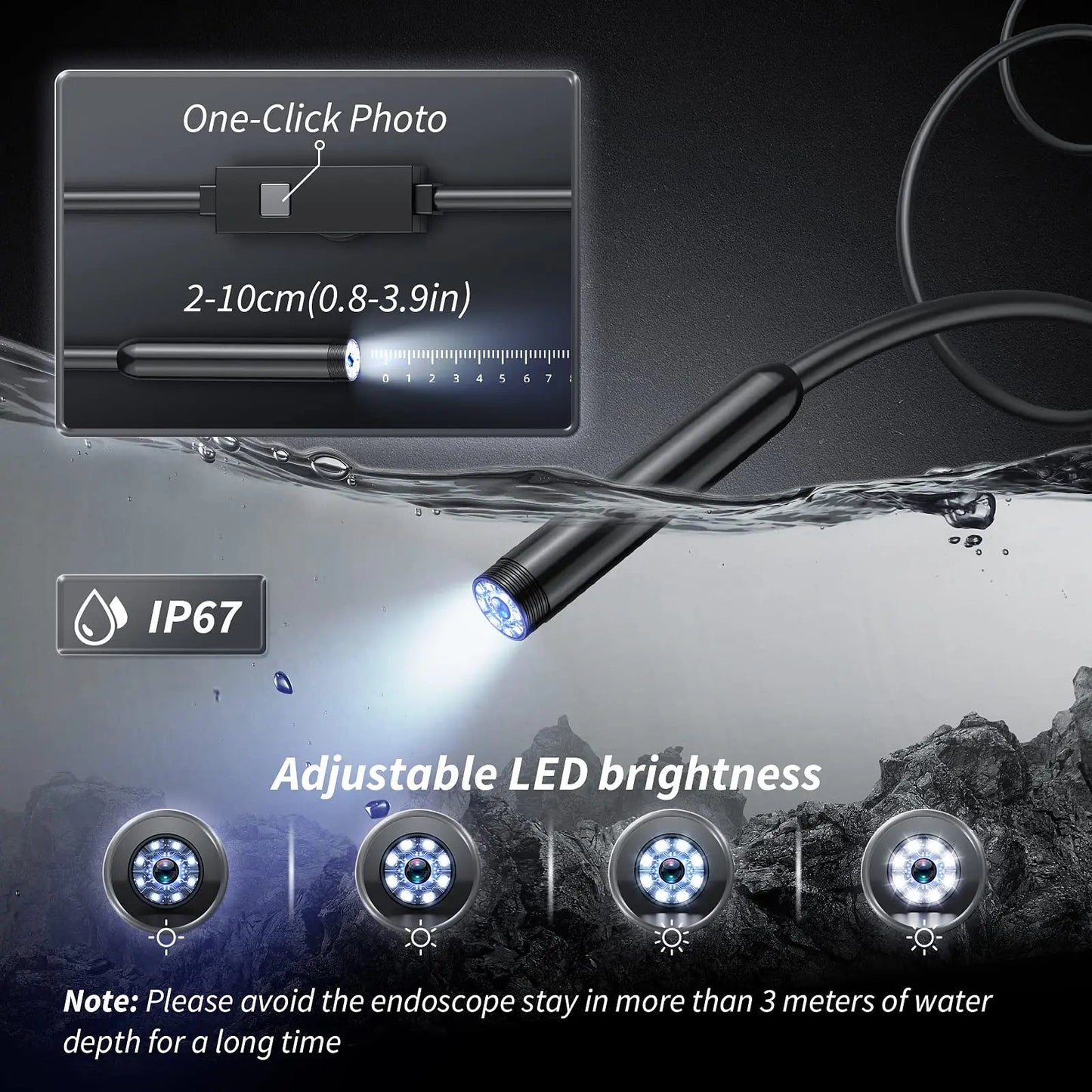 Rynx | HD Inspection Endoscope Camera – Waterproof with Adjustable LED Light