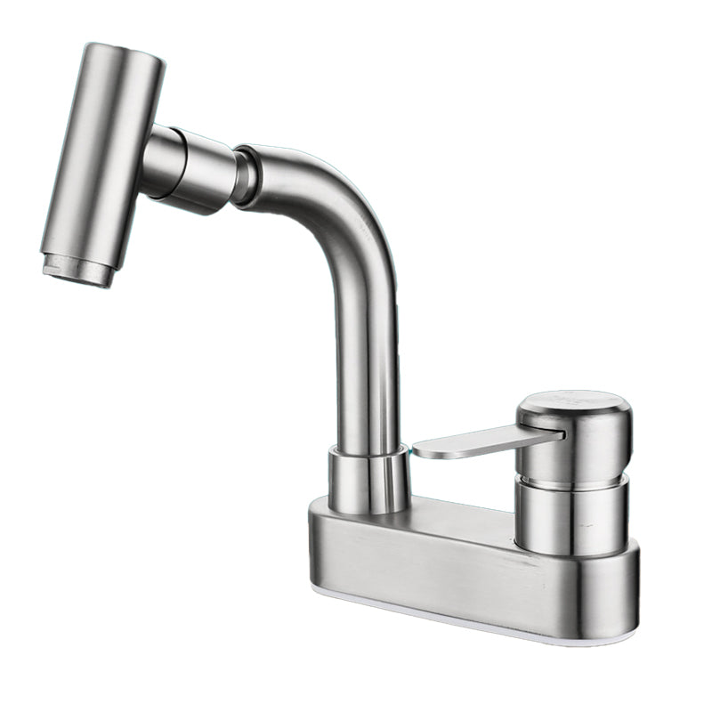 Rynx | Center connection bathroom faucet stainless steel lever handle 2 holes swivel sink faucet