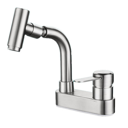 Rynx | Center connection bathroom faucet stainless steel lever handle 2 holes swivel sink faucet