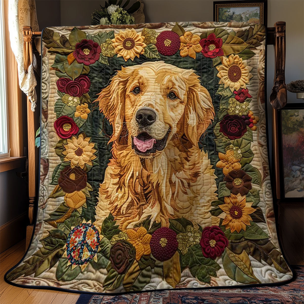 Rynx | Golden Retriever Rustic Charm Quilt