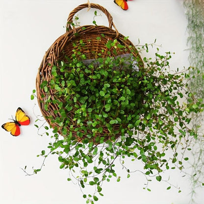 Rynx | Rustic blue rattan flower wall basket for real or artificial flowers