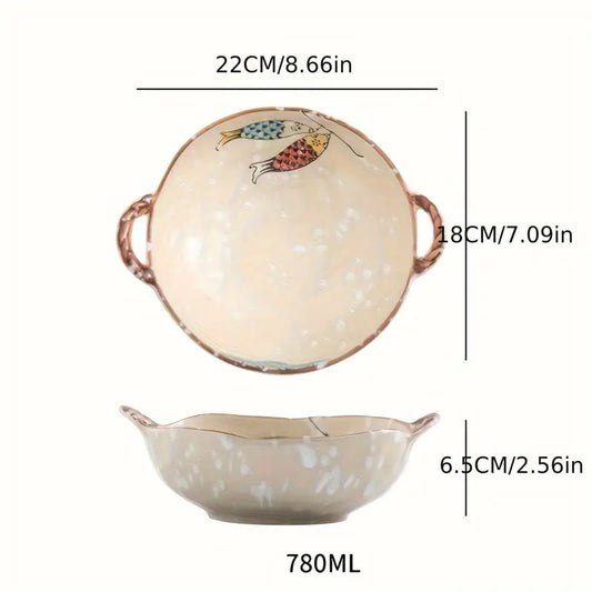 Rynx | 7.5 inch cat design ceramic soup bowl with handle