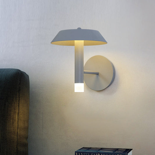 Rynx | Metallic Conical Wall Light Modernist White/Grey LED Wall Mount Lamp for the Bedroom