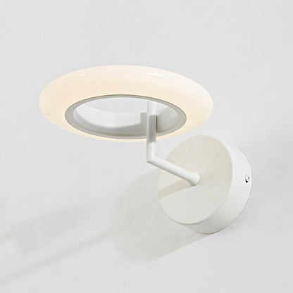 Rynx | Coffee/White Round Lighting Wall Lamp Modernist Acrylic LED Wall Light with Curved Arm in Warm/Natural Light