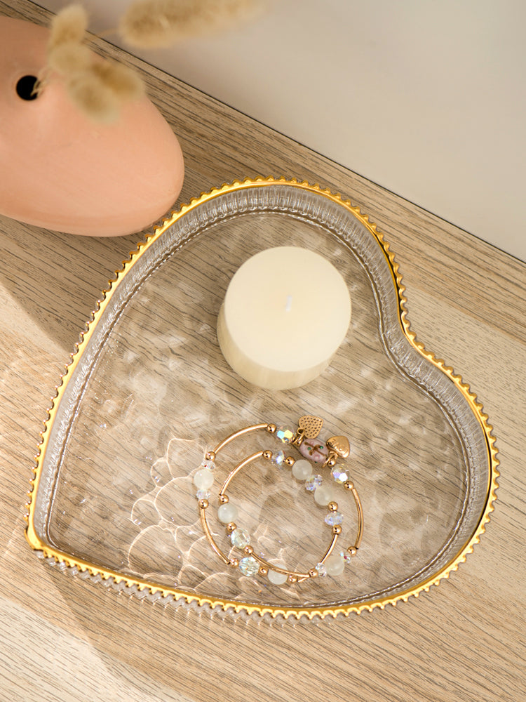 Rynx | Nordic Phnom Penh heart-shaped glass plate dessert plate fruit plate aromatherapy tray storage plate jewelry plate plate