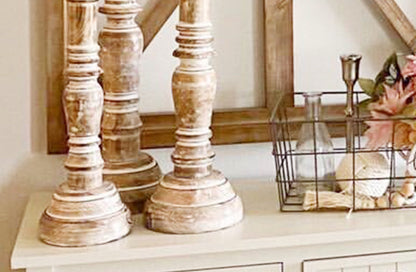 Rynx | Chunky wood carved candle holders, set of 3