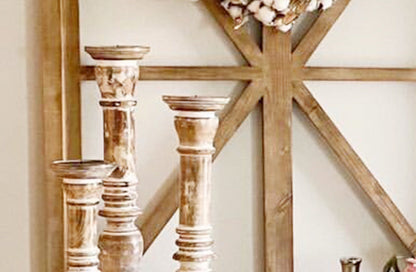 Rynx | Chunky wood carved candle holders, set of 3