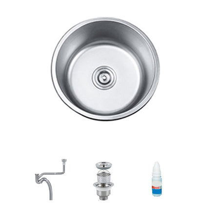 Rynx | Round Single Bowl Kitchen Sink Stainless Steel Sink with Drain Strainer Set