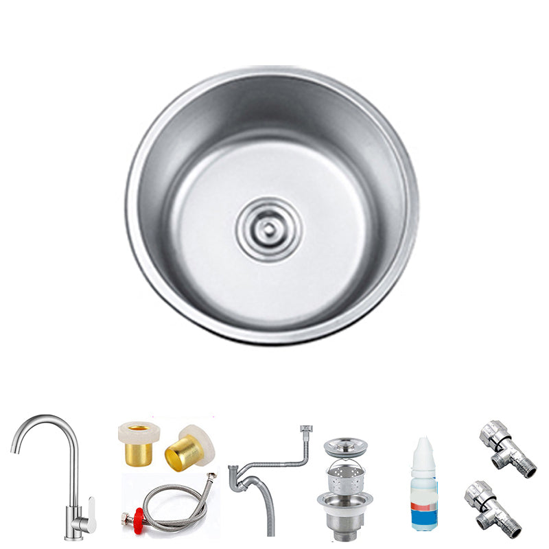 Rynx | Round Single Bowl Kitchen Sink Stainless Steel Sink with Drain Strainer Set