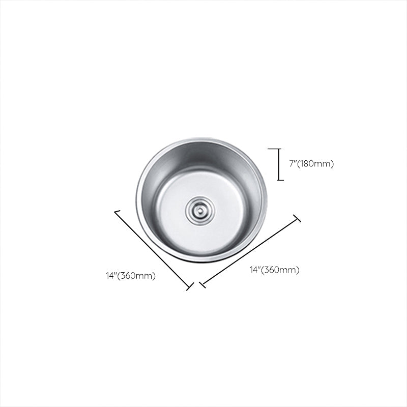 Rynx | Round Single Bowl Kitchen Sink Stainless Steel Sink with Drain Strainer Set