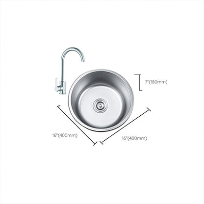 Rynx | Round Single Bowl Kitchen Sink Stainless Steel Sink with Drain Strainer Set