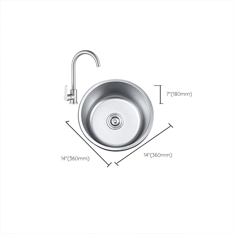 Rynx | Round Single Bowl Kitchen Sink Stainless Steel Sink with Drain Strainer Set