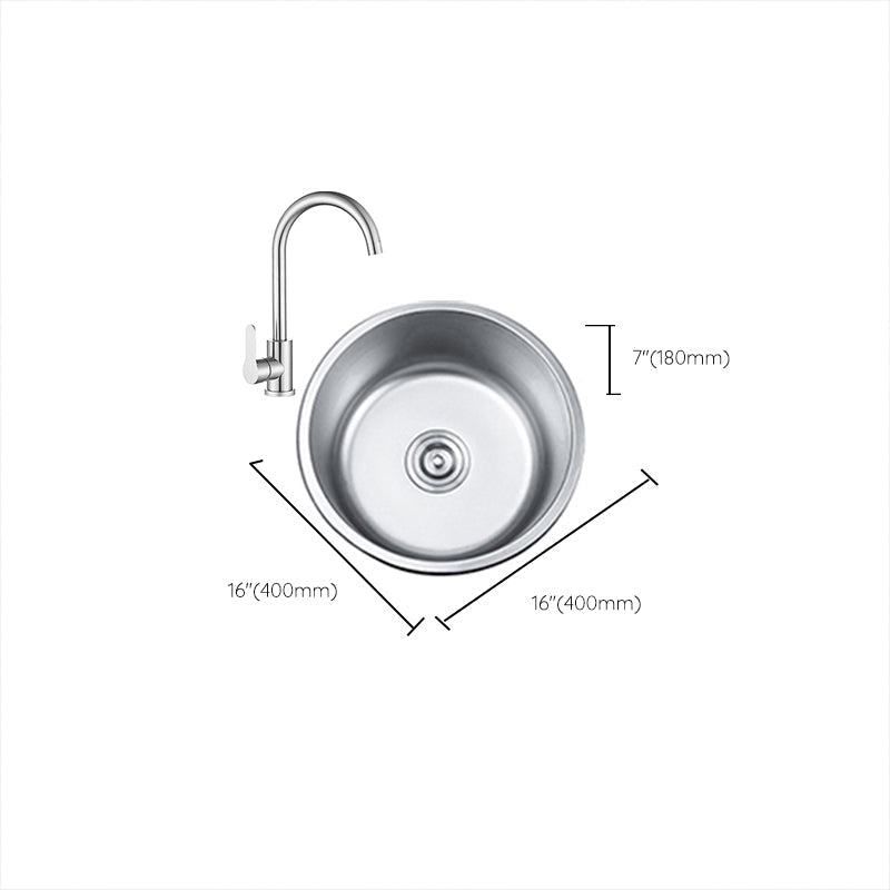 Rynx | Round Single Bowl Kitchen Sink Stainless Steel Sink with Drain Strainer Set