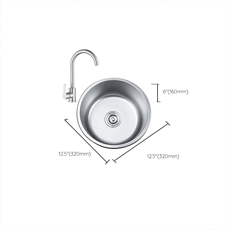 Rynx | Round Single Bowl Kitchen Sink Stainless Steel Sink with Drain Strainer Set
