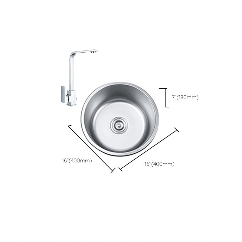 Rynx | Round Single Bowl Kitchen Sink Stainless Steel Sink with Drain Strainer Set