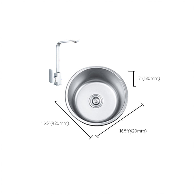 Rynx | Round Single Bowl Kitchen Sink Stainless Steel Sink with Drain Strainer Set