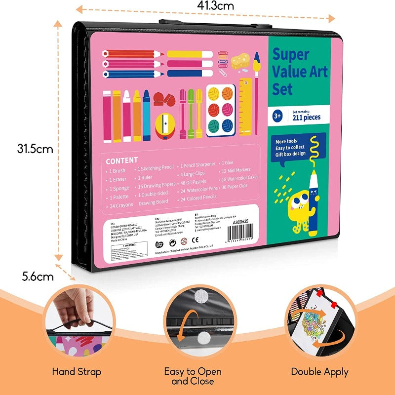 Rynx | 211pcs Children's Art Supply Set with Folding Easel