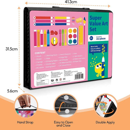 Rynx | 211pcs Children's Art Supply Set with Folding Easel