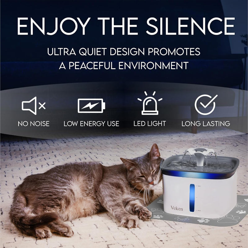 Rynx | 95oz Pet Water Fountain, Automatic Dispenser with Filters for Cats and Dogs
