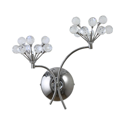 Rynx | Crystal Balls Floral Wall Lighting Modern Style 2 Lights Living Room Wall Lamp Chrome
