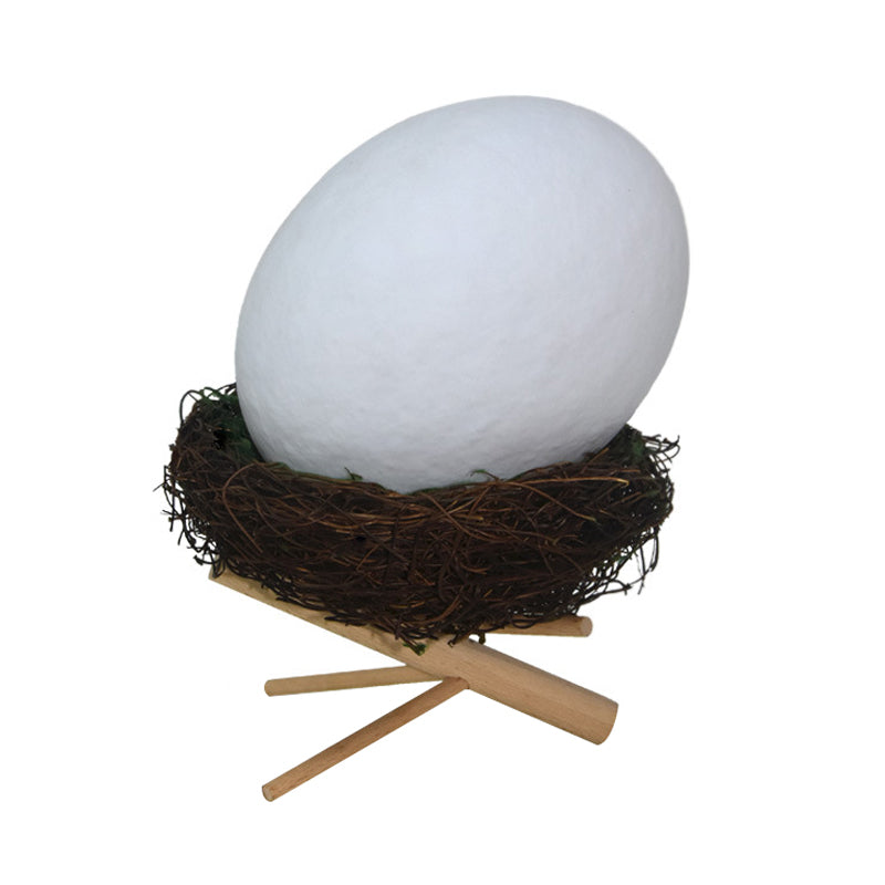Rynx | Rechargeable White Egg Nightstand Lamp Kids Creative Plastic LED Table Lamp with Wooden Holder and Nest Lamp Holder