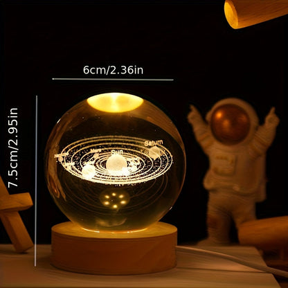 Rynx | LuminaSphere - 3D Crystals Ball LED Table Lamp with Wooden Base
