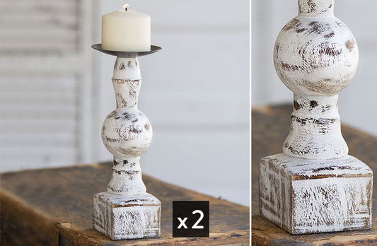 Rynx | Sculpted wooden candle pillars, set of 2