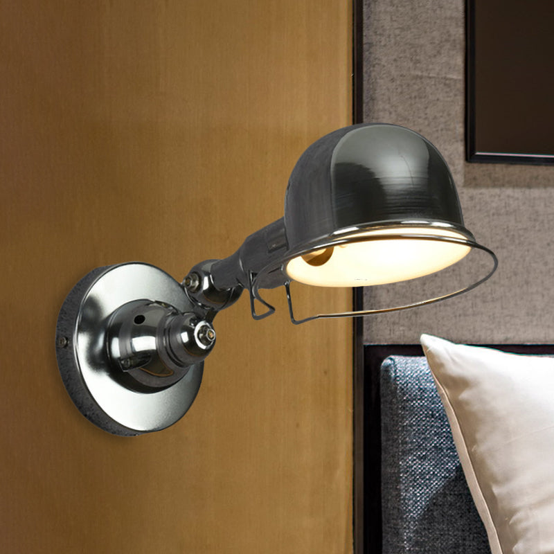 Rynx | Metallic Dome Shade Wall Lighting Vintage Style 1 Light Bedroom Rotatable Wall Lamp with Ring in White/Red