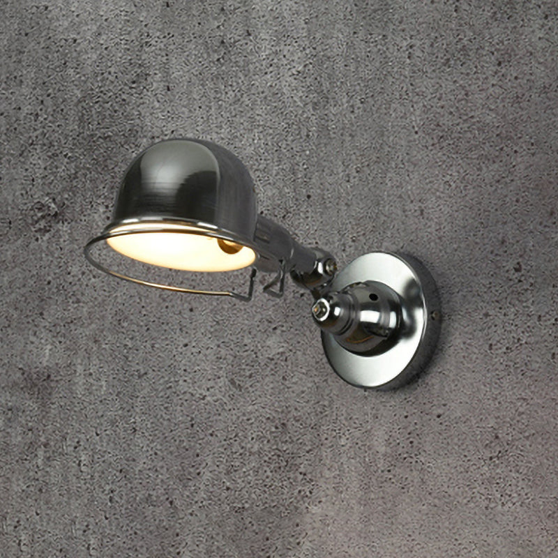 Rynx | Metallic Dome Shade Wall Lighting Vintage Style 1 Light Bedroom Rotatable Wall Lamp with Ring in White/Red