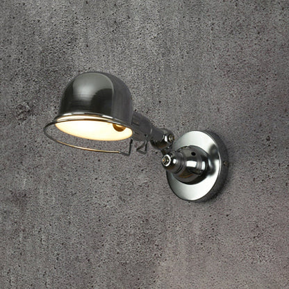 Rynx | Metallic Dome Shade Wall Lighting Vintage Style 1 Light Bedroom Rotatable Wall Lamp with Ring in White/Red
